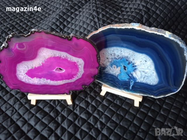  2 бр плочки от естествен ахат ,скъпоценен камък за хармония и дълголетие, Родопи,Родопис,