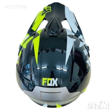 Кросова каска, за мотор, Атв, Вело, Гланц черен-бял с неон, снимка 5 - Аксесоари и консумативи - 53444378