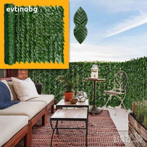 Ограда от зелени листа - панел за уединение с реалистичен вид 3 x 0,5 м, снимка 6 - Огради и мрежи - 53778547