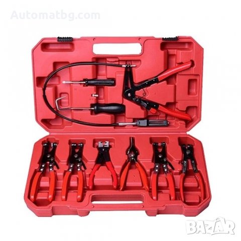 Комплект клещи Automat, За водни съединения, 9 части, Червен