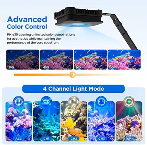 Нова 25W LED светлина за аквариум RF дистанционно затъмняване , снимка 4 - Аквариуми - 42413312