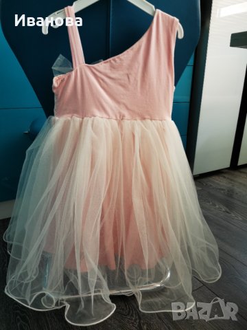 Детска официална рокля с тюл и дантела в бяло/розово за 6г, снимка 2 - Детски рокли и поли - 41099838