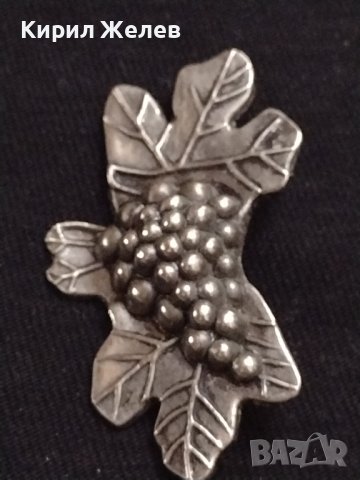 Метална брошка Грозд върху листо пластика много красив дизайн 26236, снимка 2 - Други - 40426226