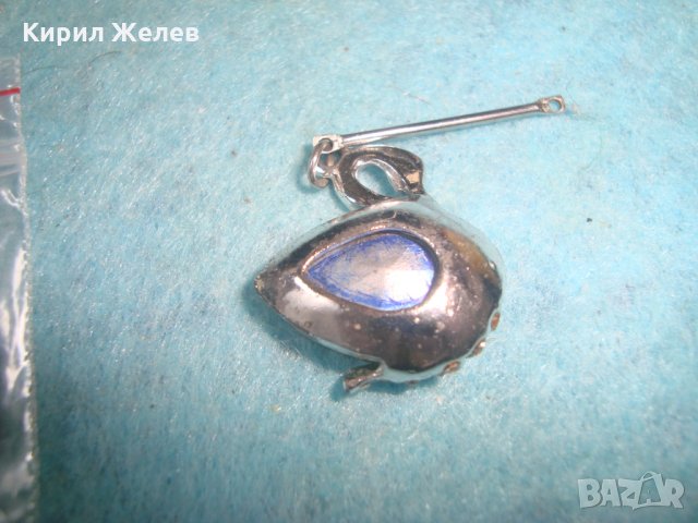 КРИСТАЛЕН ПОСРЕБРЕН ЛЕБЕД - СВАРОВСКИ КРАСИВ ФИГУРАЛЕН МОДЕН АРТ МЕДАЛЬОН ВИСУЛКА БИЖУ 27096, снимка 3 - Колиета, медальони, синджири - 35679597