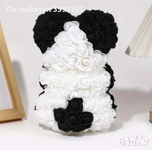 Сладка панда от рози-перфектен подарък за момиче,гадже или жена, снимка 2 - Декорация за дома - 53036829