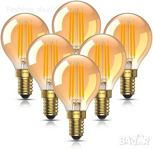 Нови 6 броя LED крушки база E14 Ретро Стил Топла Светлина Осветление дом, снимка 1 - Крушки - 42561968