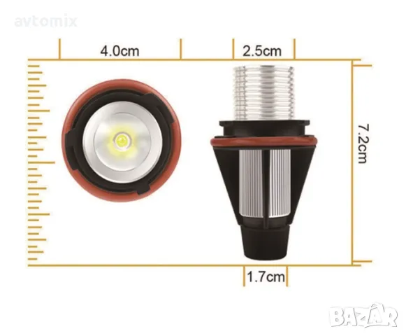 LED крушки Angel Eyes ангелски очи 12V-24V цвят син за BMW с Canbus без грешки, снимка 6 - Аксесоари и консумативи - 50343792