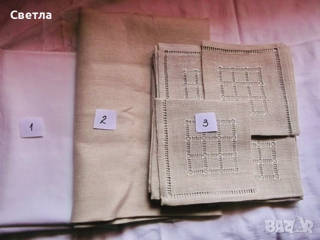 Ленени монтирани покривки, някои и по 6 салфетки, снимка 13 - Други стоки за дома - 23920869