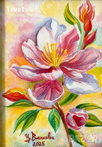 Оригинална картина – цвете – акварел – идея за подарък, снимка 2 - Картини - 53864921