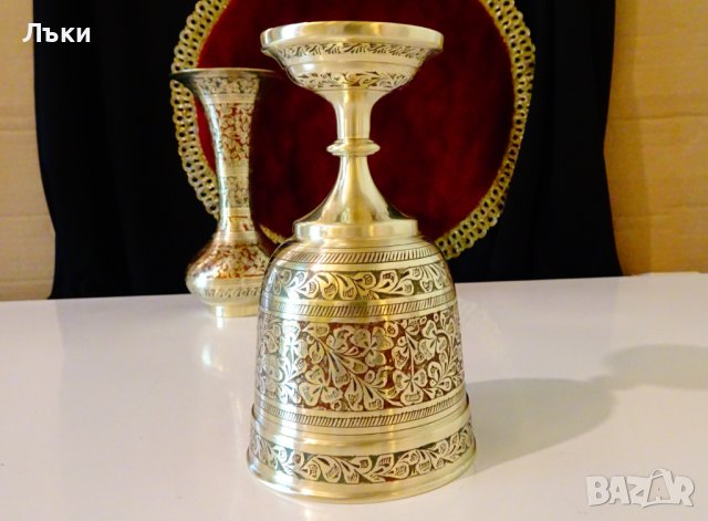  Царски бронзов бокал,чаша за вино,клетъчен емайл. , снимка 4 - Антикварни и старинни предмети - 41791804