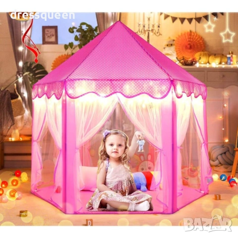 4755 Сгъваема Детска Палатка 'Замък' – Просторнa Къщичка за Игра с Височина 135 см, снимка 6 - Други - 53811738