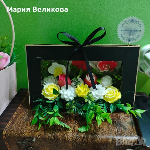 Кутия със сапунени цветя, снимка 2 - Подаръци за жени - 53397622