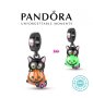 Талисман Пандора 925 Pandora Halloween Black Cat with Pumpkin. Колекция Amélie, снимка 1 - Гривни - 42249245