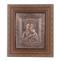 МЕДНА ИКОНА СВЕТА БОГОРОДИЦА С ДЪРВОРЕЗБОВАНА РАМКА, снимка 1