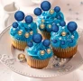 108 броя сапфирени сини златисти топчета топки на тел от стиропор за декорация на торта , снимка 4
