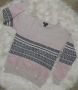 КРАСИВА блуза от тъничко, фино и еластично плетиво с розови и сини шарки, снимка 1 - Блузи с дълъг ръкав и пуловери - 44791121