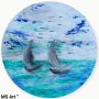 Лодки в морето " Картина с масло , снимка 1 - Картини - 41650886