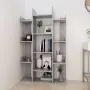 vidaXL Шкаф библиотека, бетонно сив, 86x25,5x140 см, инженерно дърво, снимка 3