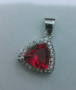 Сребърен комплект обици, пръстен и висулка с рубин, снимка 3