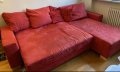 Червен ъглов диван с функция сън, снимка 2