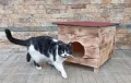 Дървена къща за котки и малки породи кучета , къща за котка куче от дърво котенца кученца, снимка 1