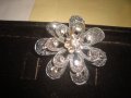 СТАРА СРЕБРИСТА СКЪПОЦЕННА ФЛОРАЛНА ВИНТИДЖ БРОШКА с БОХЕМСКИ ФАСЕТ КРИСТАЛИ 25082, снимка 6