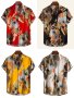 Мъжка модна тенденция, Ежедневна мъжка риза с щампи с къс ръкав, 4цвята - 023 , снимка 1
