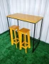 Маса за хранене и столове от дърво и метал , снимка 3