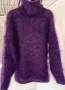 Луксозен мохерен пуловер с дълъг косъм в кралско лилаво, снимка 7