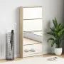 vidaXL Шкаф за обувки 4 нива с огледала, дъб, 63x17x134 cм, снимка 2
