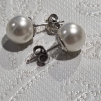 Автентични сребърни обеци 925 с перли , снимка 2 - Обеци - 44263840