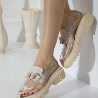 Равни обувки - прозрачен силикон с бежово - SL1, снимка 2 - Дамски ежедневни обувки - 36096684