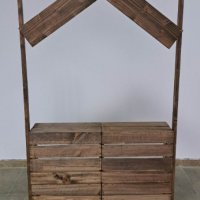 Ръчно изработен дървен щанд и пейка с облегалка, снимка 2 - Декорация за дома - 39404698