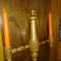 Висящ дървен свещник, снимка 1 - Лампи за таван - 41968901