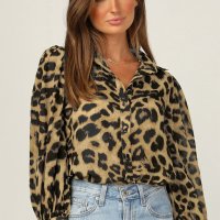 Дамска риза с дълъг ръкав и леопардов принт, снимка 6 - Ризи - 40526135