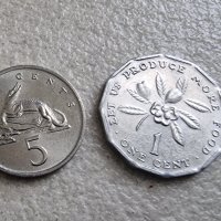 Манети. Ямайка . 1 , 5 цента и 1 долар . 3 бр., снимка 3 - Нумизматика и бонистика - 42425166