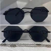 Valentino дамски слънчеви очила Осмоъгълник с верижка синджир, снимка 3 - Слънчеви и диоптрични очила - 41627456