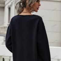 Дамски широк пуловер с маншет и копчета, 2цвята - 023, снимка 5 - Блузи с дълъг ръкав и пуловери - 42407410