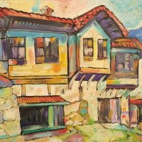 Цвятко Цветков Стория двор Възрожденска къща с маслени бои, снимка 3 - Картини - 41645000