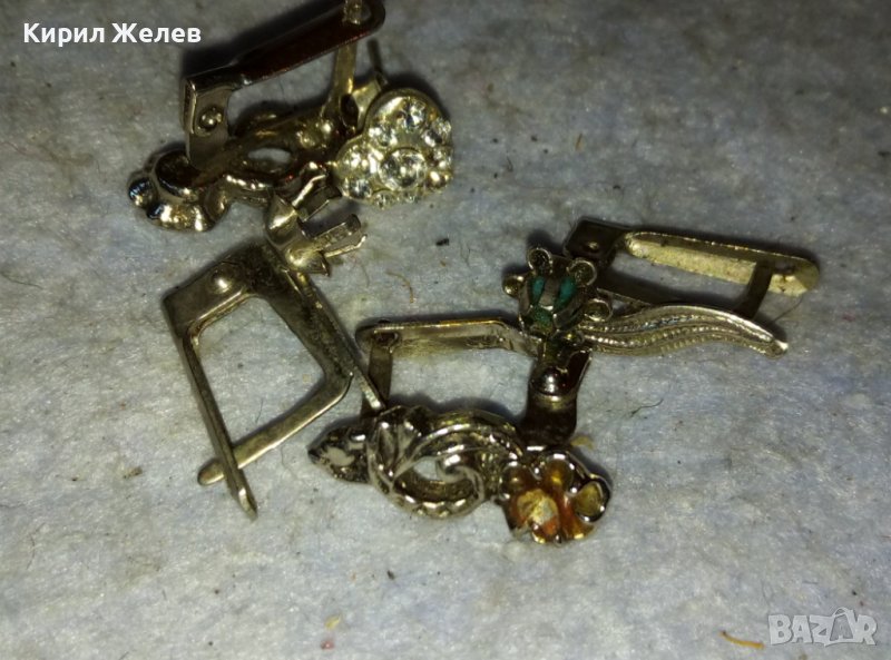 ЛОТ СТАРИ СРЕБРИСТИ РЕТРО АРТ ОБЕЦИ от НЕРЪЖДАЕМА СТОМАНА с ФАСЕТИРАНИ КАМЪЧЕТА и КРИСТАЛЧЕТА 38475, снимка 1
