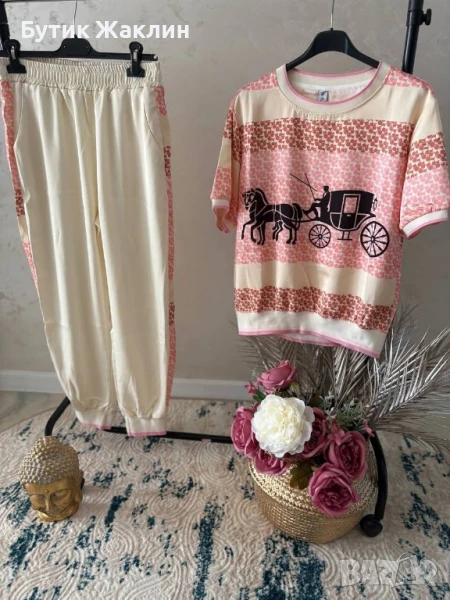 Дамски сатенен комплект от две части, снимка 1