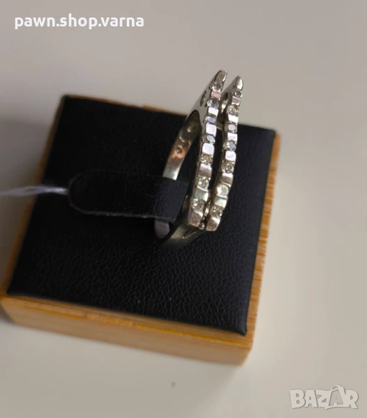 Нов сребърен пръстен 925 с фианити – родиран, 3,60 г, размер 18,5 мм, снимка 1