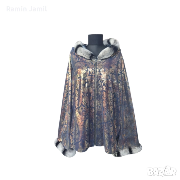 Луксозно дамско палто от естествена кожа с косъм чинчила, снимка 1