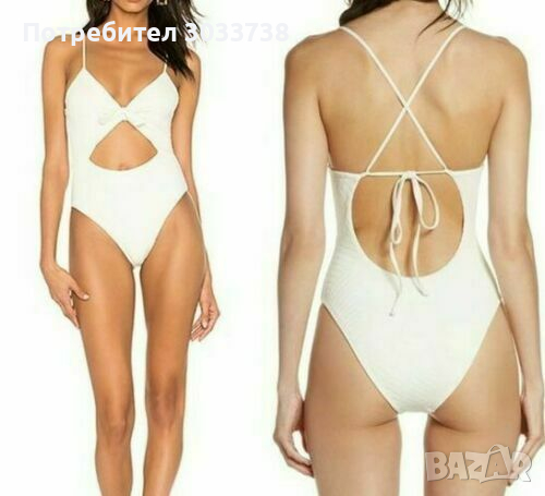 Цял Бански Констюм "L Space by Monica Wise" Бял Изрязан Размер US6 S/M, снимка 1