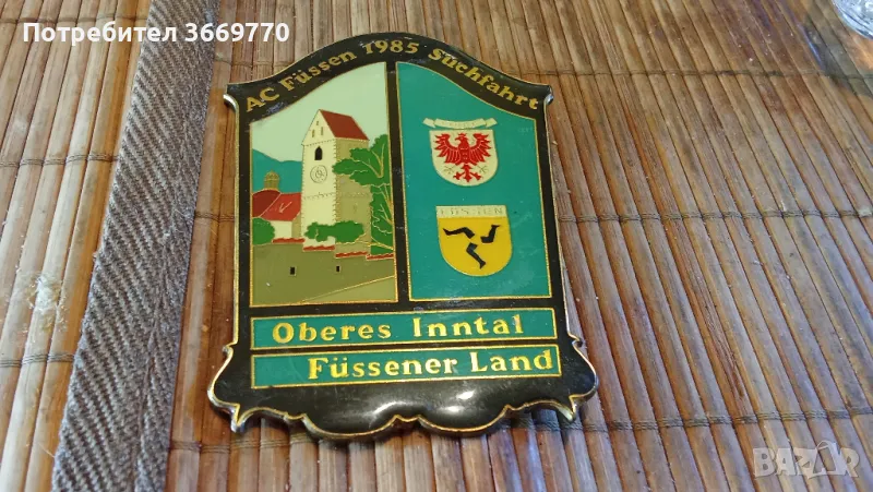 Рядък германски автомобилен плакет AC Fussen, снимка 1