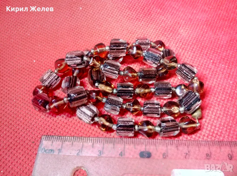 СТАР РЕТРО ГЕРДАН МЪНИСТЕНА ОГЪРЛИЦА с ФАСЕТИРАНИ ЦВЕТНИ КРИСТАЛИ и БРОНЗОВА ЗАКОПЧАЛКА 39688, снимка 1