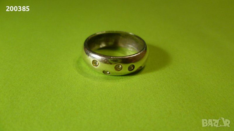 Сребърна халка с бели циркончета, снимка 1