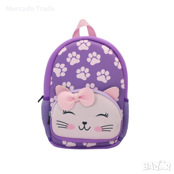 Детска раница Mercado Trade, За детска градина, Коте, Лилав, снимка 1