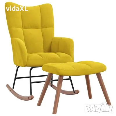 vidaXL Люлеещ се стол с табуретка, горчица, кадифе(SKU:328157), снимка 1