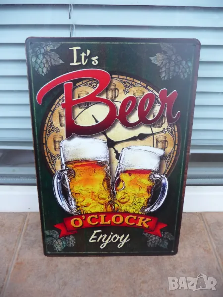 Метална табела Време е за бира халби наздраве дошло студена наслада, снимка 1
